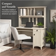 Salinas Small Computer Desk with Hutch in Antique White - Engineered Wood