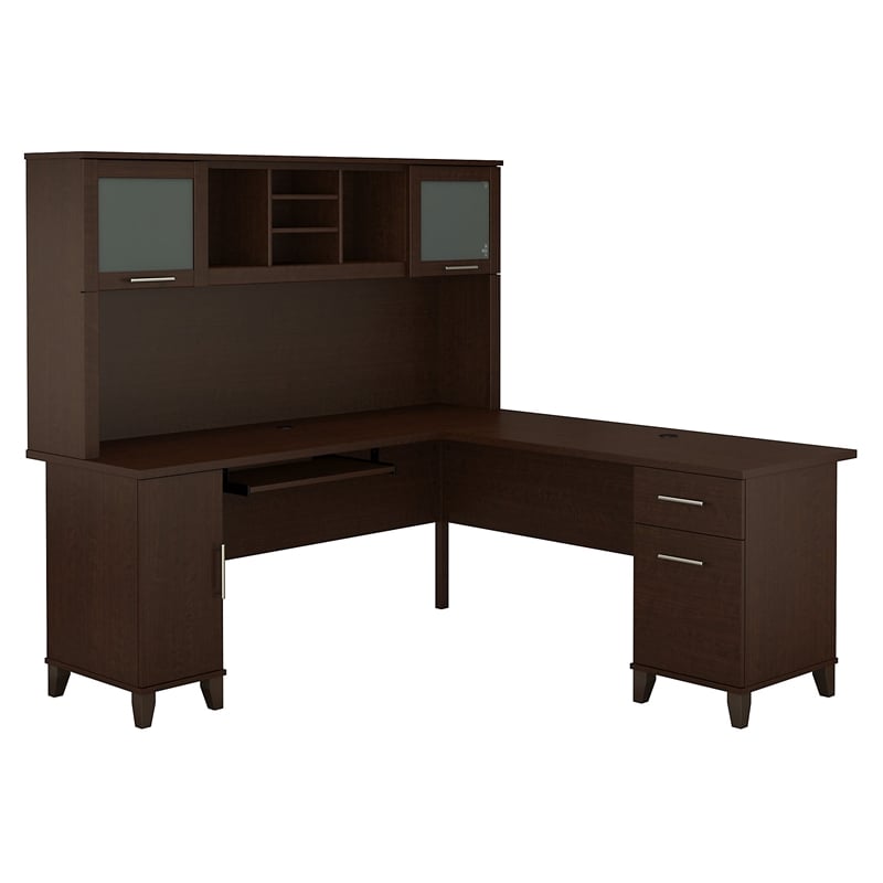 Somerset 72W L Shaped Desk with Hutch - Engineered Wood