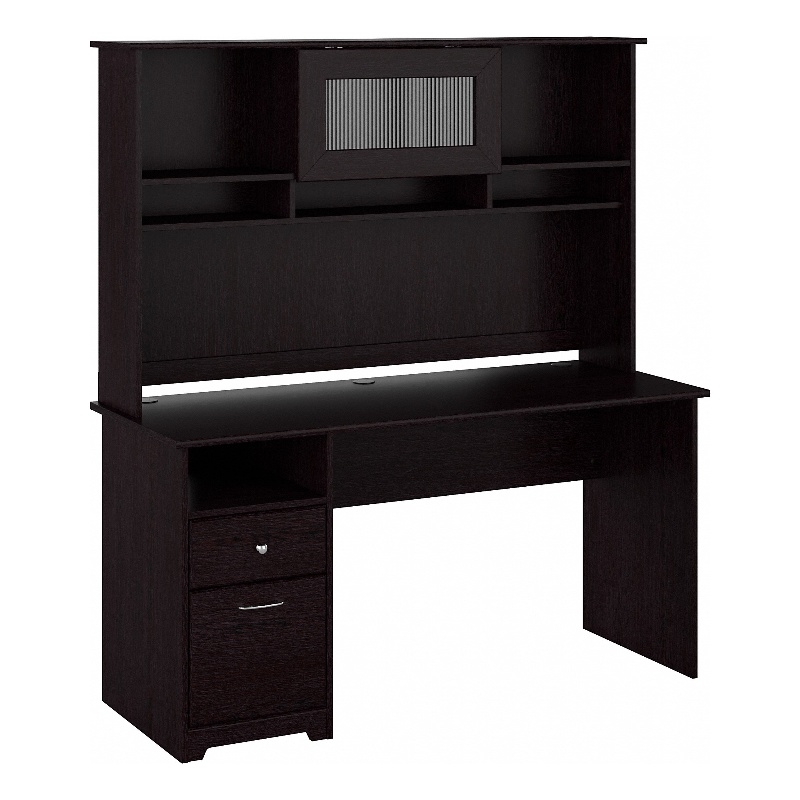 Cabot 60W Computer Desk with Hutch in Espresso Oak - Engineered Wood