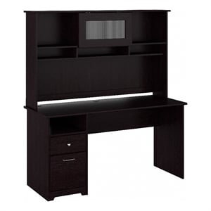 Cabot 60W Computer Desk with Hutch in Espresso Oak - Engineered Wood