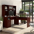Bush Furniture Cabot 60W 3 Position L Shaped Sit Stand Desk with Hutch in Cherry