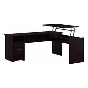 Cabot 72W 3 Position Sit to Stand L Desk in Espresso Oak - Engineered Wood