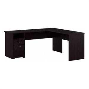 Cabot 72W L Shaped Computer Desk with File in Espresso Oak - Engineered Wood