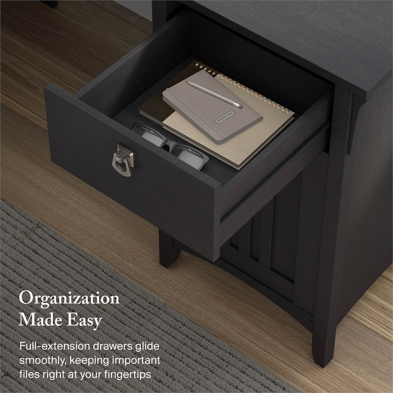 Salinas 60W L Shaped Desk with Storage in Vintage Black - Engineered Wood