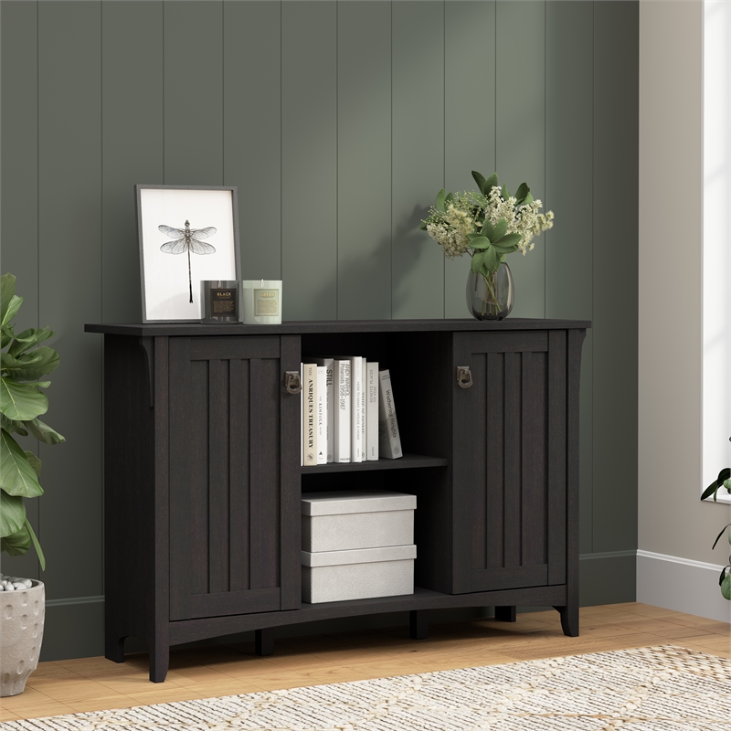Salinas Accent Storage Cabinet with Doors in Vintage Black - Engineered Wood