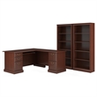 Saratoga Executive L Desk and 2 Bookcases in Harvest Cherry - Engineered Wood