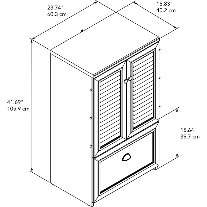 Fairview Storage Cabinet with File Drawer in Antique White - Engineered Wood