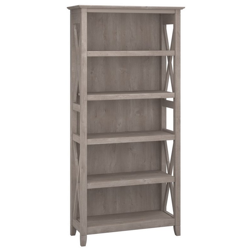 Bush Furniture (Set of 2) 5 Shelf Bookcase in Washed Gray