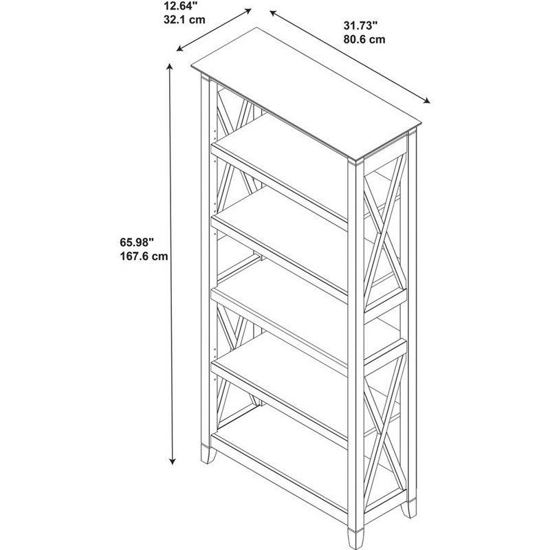 Bush Furniture (Set of 2) 5 Shelf Bookcase in Washed Gray