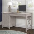 Bush Furniture Key West 2 Piece Single Pedestal Desk and 5 Shelf Bookcase Set in Washed Gray