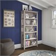 Bush Furniture Key West 2 Piece Single Pedestal Desk and 5 Shelf Bookcase Set in Washed Gray