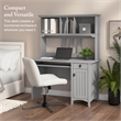 Salinas Small Computer Desk with Hutch in Cape Cod Gray - Engineered Wood