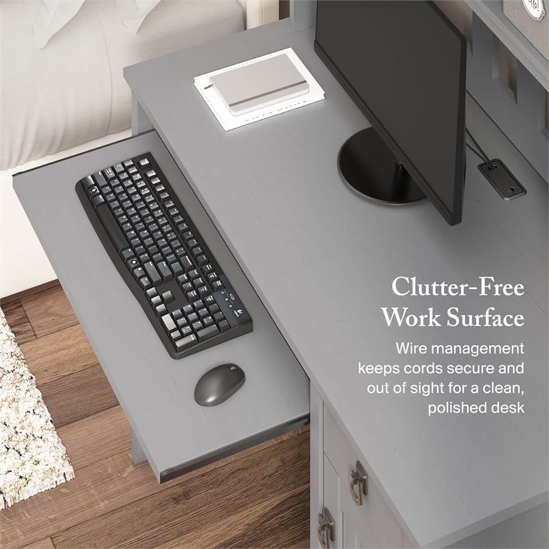 Salinas Small Computer Desk with Hutch in Cape Cod Gray - Engineered Wood