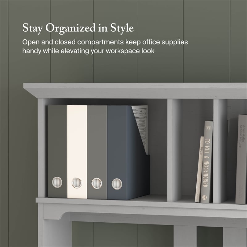 Salinas Small Computer Desk with Hutch in Cape Cod Gray - Engineered Wood
