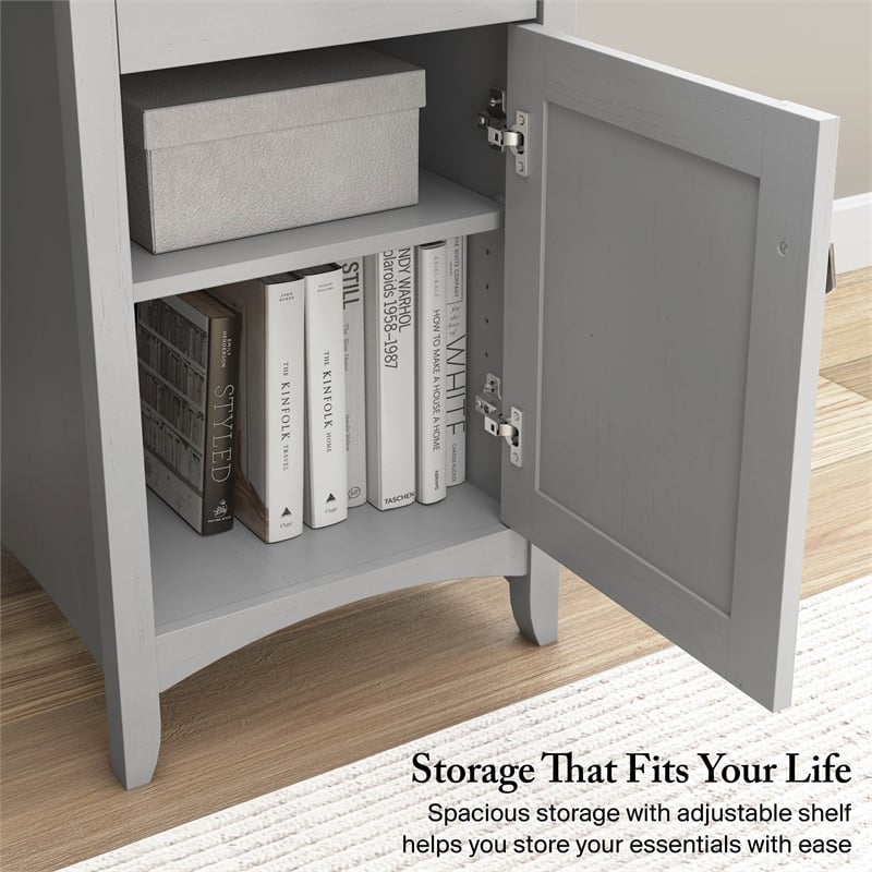 Salinas 60W L Shaped Desk with Storage in Cape Cod Gray - Engineered Wood