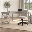 Bush Furniture Key West 60W L Shaped Desk in Washed Gray - Engineered Wood