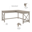 Bush Furniture Key West 60W L Shaped Desk in Washed Gray - Engineered Wood
