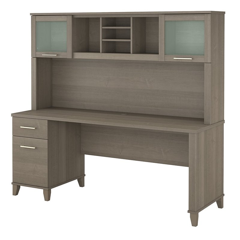 Somerset 72W Office Desk with Drawers and Hutch - Engineered Wood