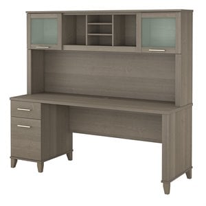 Somerset 72W Office Desk with Drawers and Hutch - Engineered Wood