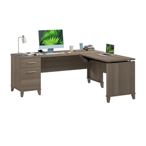 Somerset 72W 3 Position Sit to Stand L Shaped Desk in Ash Gray - Engineered Wood
