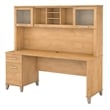 Somerset 72W Office Desk with Drawers and Hutch - Engineered Wood