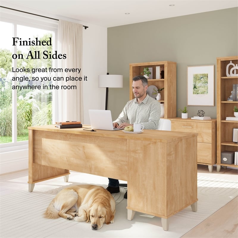 Somerset 72W Office Desk with Drawers in Maple Cross - Engineered Wood