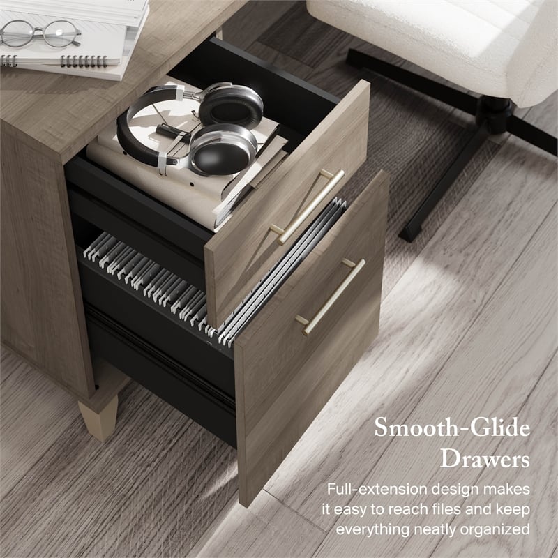 Somerset 72W Office Desk with Drawers in Ash Gray - Engineered Wood