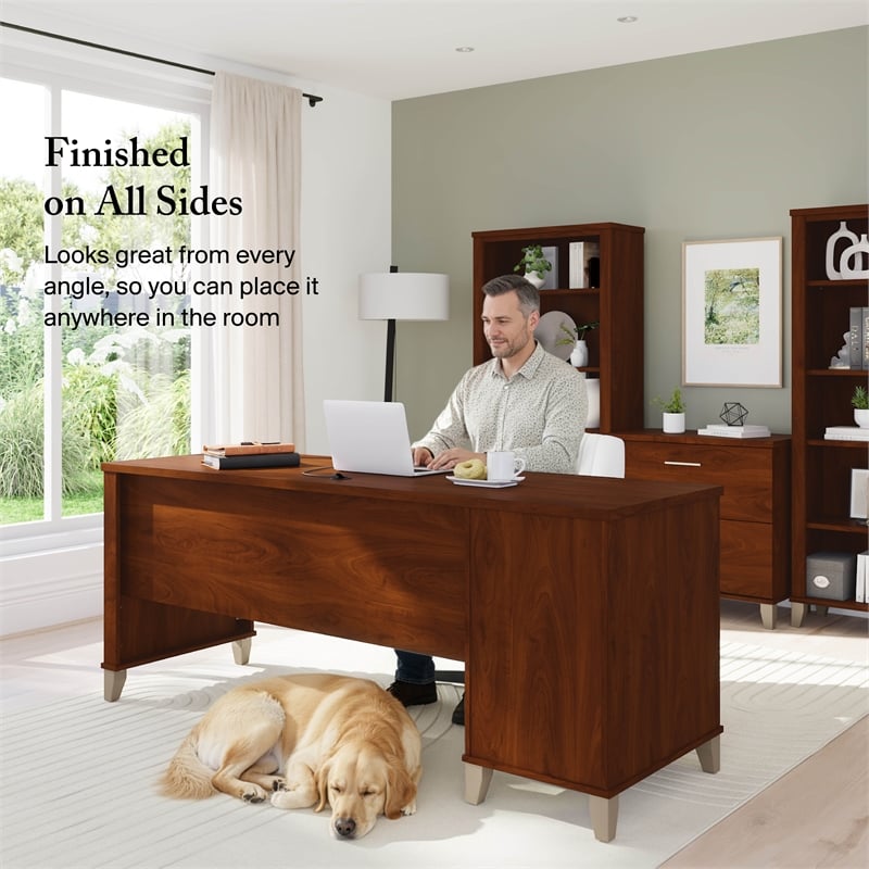 Somerset 72W Office Desk with Drawers in Hansen Cherry - Engineered Wood