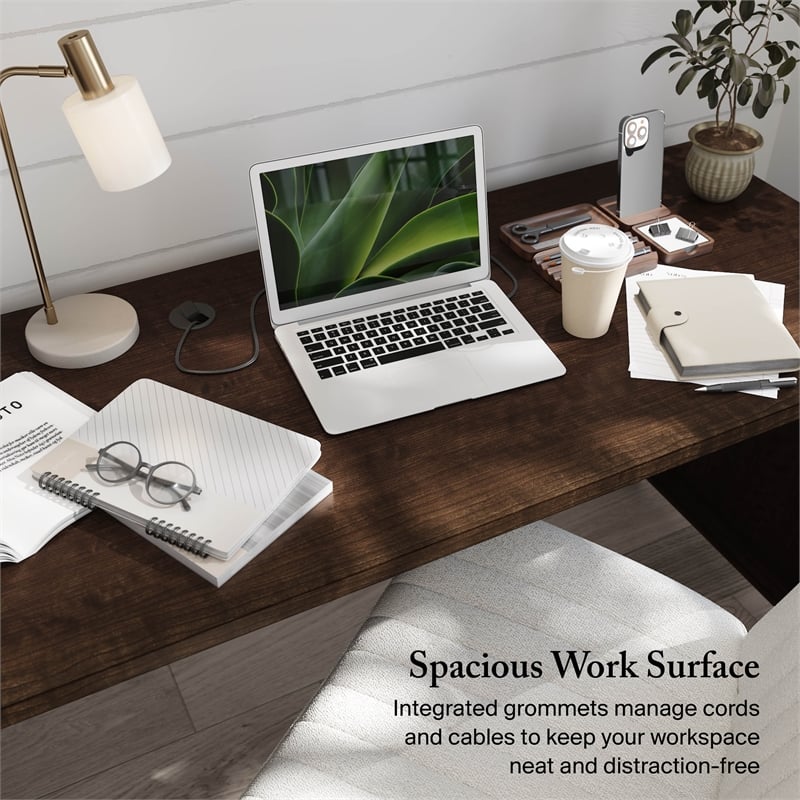 Somerset 72W Office Desk with Drawers in Mocha Cherry - Engineered Wood
