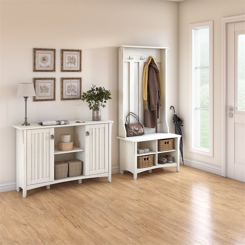 Bush Furniture Salinas Entryway Storage Set in Antique White
