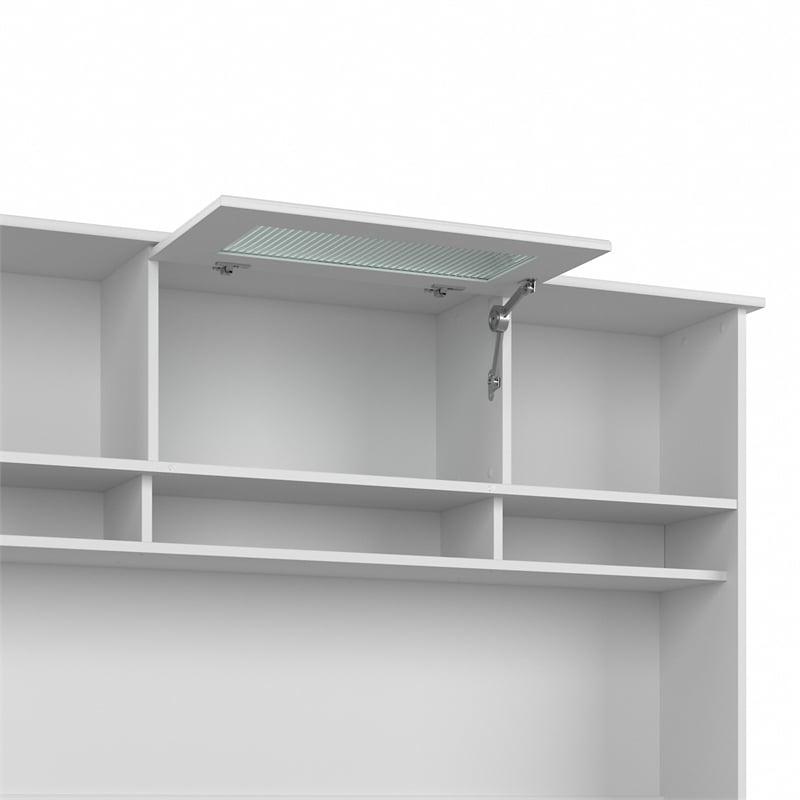 Cabot 60W Hutch with door in White - Engineered Wood