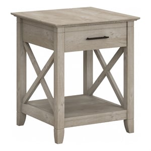 Bush Furniture Key West End Table with Storage in Washed Gray