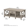Key West Coffee Table with Storage in Washed Gray - Engineered Wood