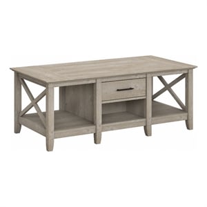 Key West Coffee Table with Storage in Washed Gray - Engineered Wood
