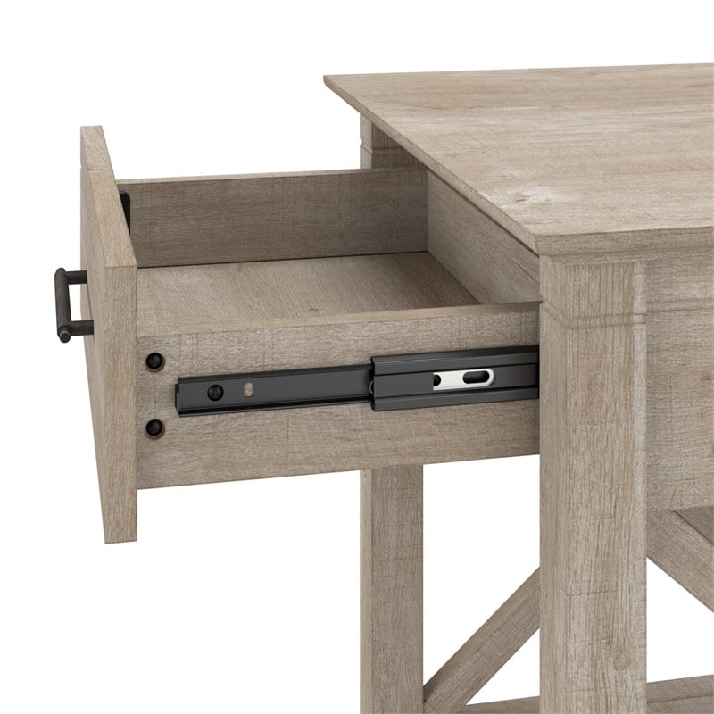 Bush Furniture Key West Console Table with Drawers & Shelves in Washed Gray