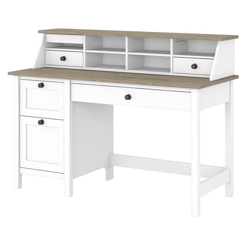 Mayfield 54W Desk w/ Drawers and Organizer in Shiplap Gray/White - Eng Wood