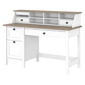 Mayfield 54W Desk w/ Drawers and Organizer in Shiplap Gray/White - Eng Wood
