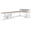 Bush Furniture Mayfield 60W L Shaped Desk with Organizer and 6 Cube Bookcase