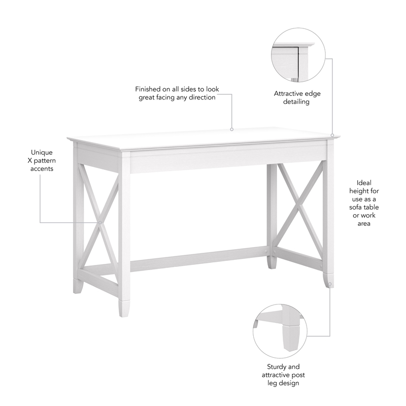 Bush Furniture Key West 48W Writing Desk in Pure White Oak