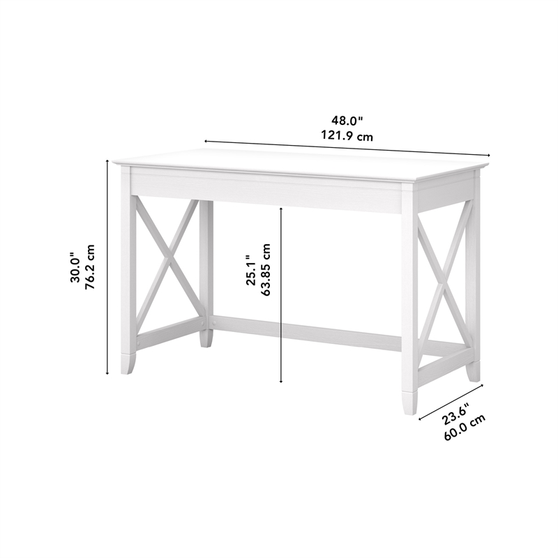 Bush Furniture Key West 48W Writing Desk in Pure White Oak