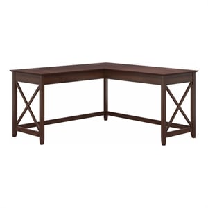 Bush Furniture Key West 60W L Shaped Desk in Bing Cherry