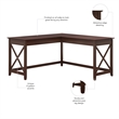 Bush Furniture Key West 60W L Shaped Desk in Bing Cherry
