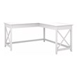 Bush Furniture Key West 60W L Shaped Desk in Pure White Oak