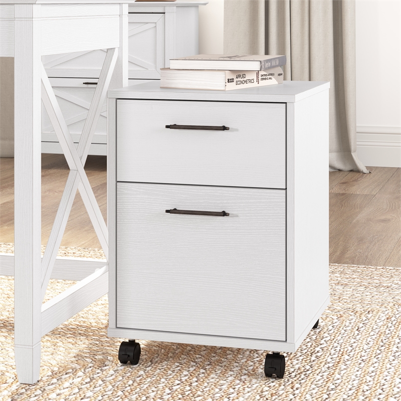 Bush Furniture Key West 2 Drawer Mobile File Cabinet in Pure White Oak