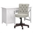 Key West 54W Computer Desk and Chair Set in Pure White Oak - Engineered Wood