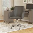 Bush Somerset Upholstered Faux Leather Box Chair with Mid Back in Washed Gray