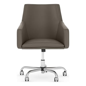 Bush Somerset Upholstered Faux Leather Box Chair with Mid Back in Washed Gray