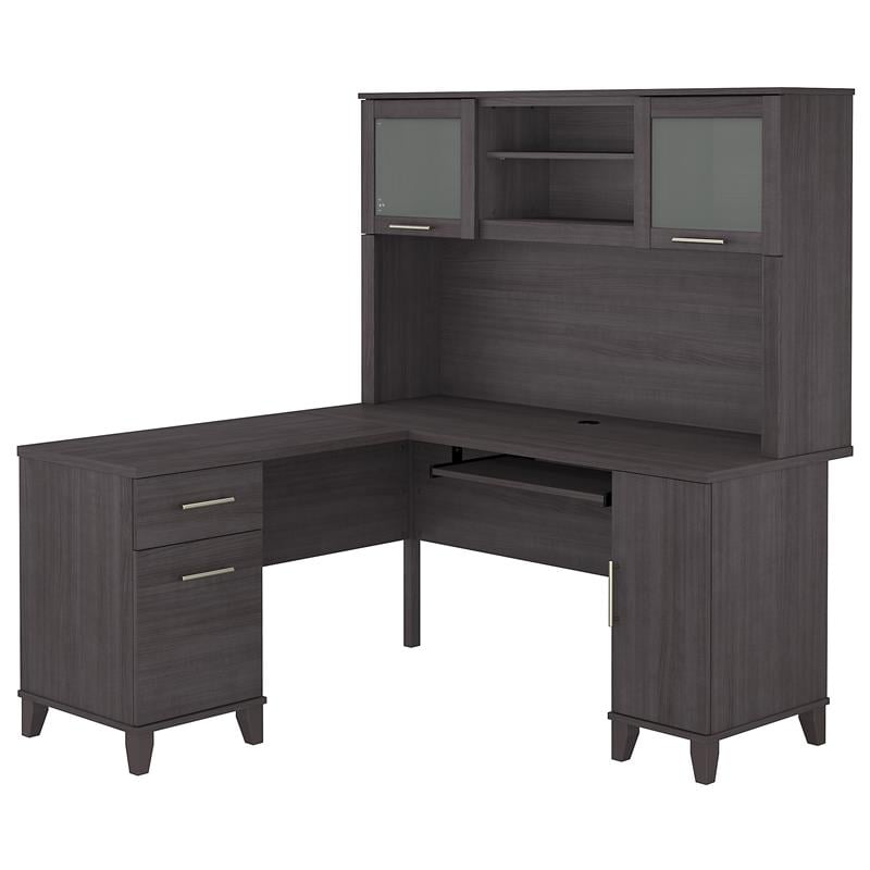 Somerset 60W L Shaped Desk with Hutch - Engineered Wood