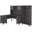 Somerset 60W L Desk with Hutch and Bookcase in Storm Gray - Engineered Wood