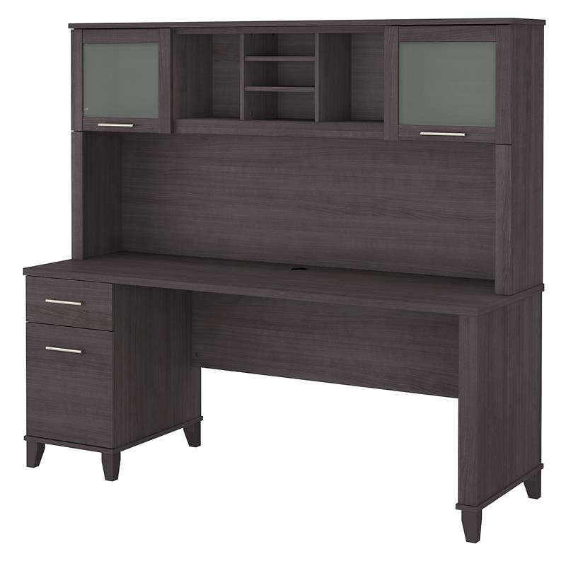 Somerset 72W Office Desk with Drawers and Hutch - Engineered Wood